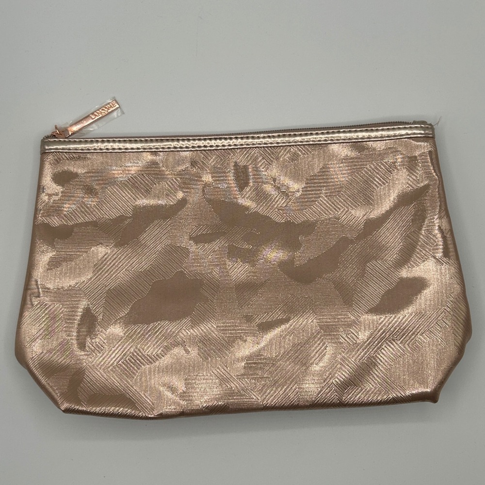 Lancome Paris Cosmetic Bag Makeup Pouch Travel Accessory Rose Gold‎ Army NWOT